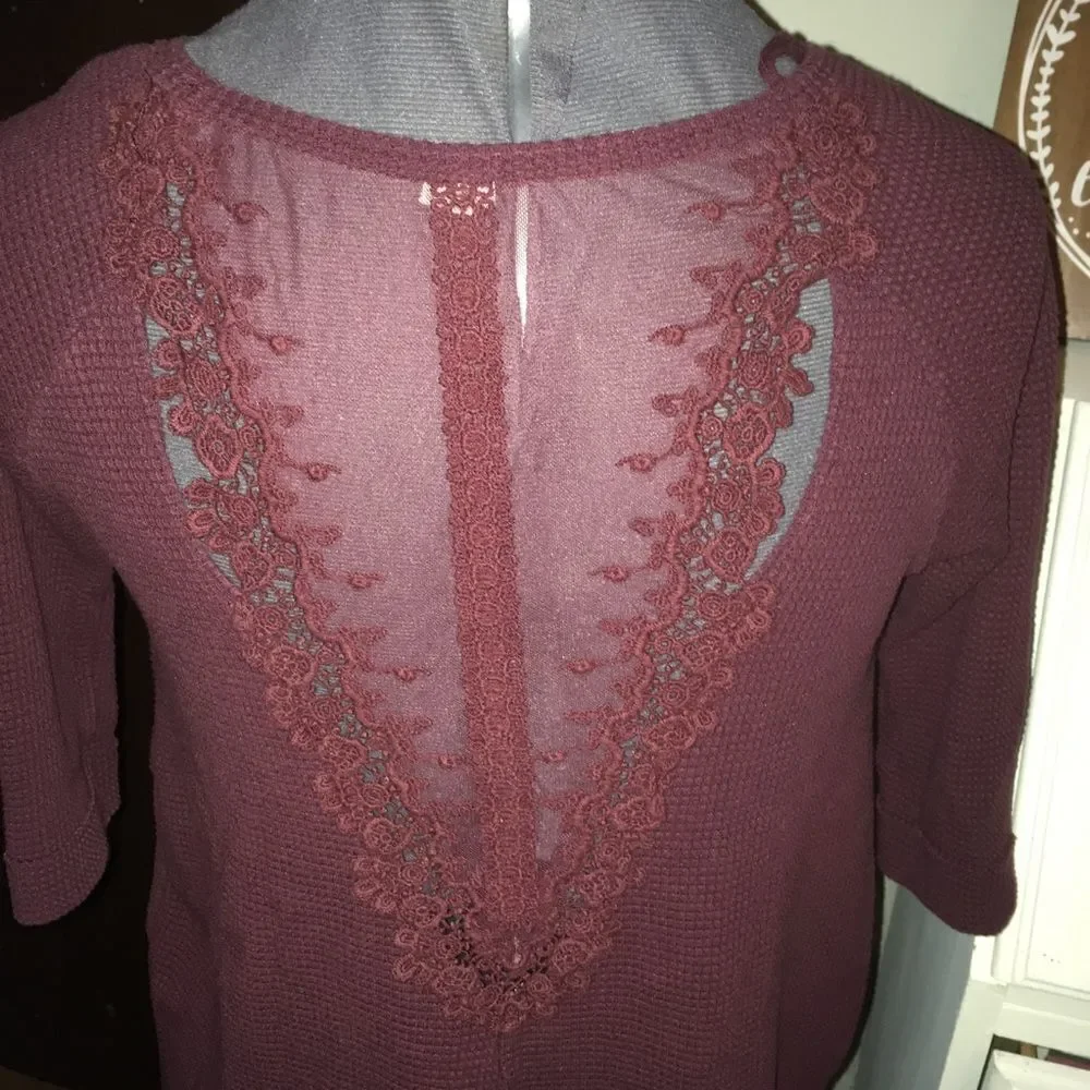 Oversized Free People thermal with lace panel back